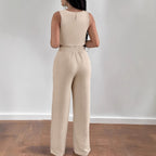 Selah cutwork crop top and wide-leg pants set, view 3