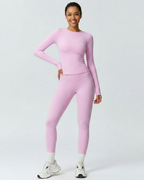 Selene activewear slim long-sleeve two-piece set, Pink