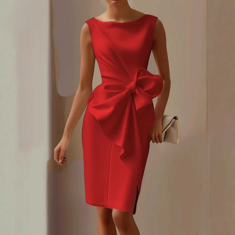 Seraphina bow sculpted elegant dress, view 4