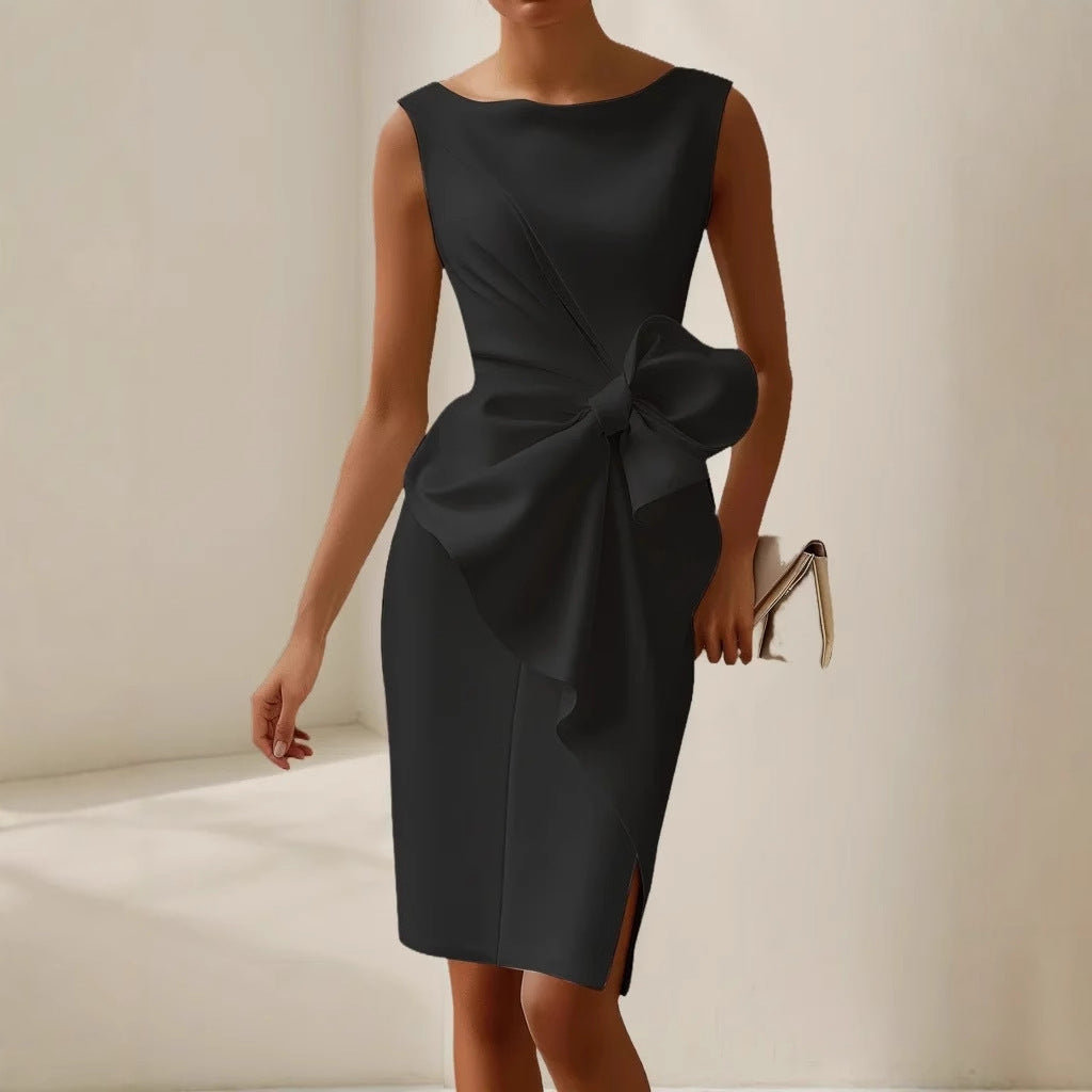 Seraphina bow sculpted elegant dress, view 5
