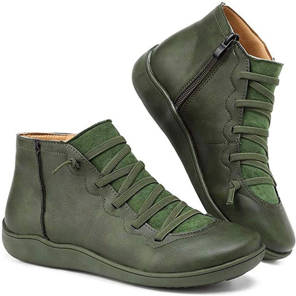 Sienna faux leather lace-up side-zip ankle boots, detail view