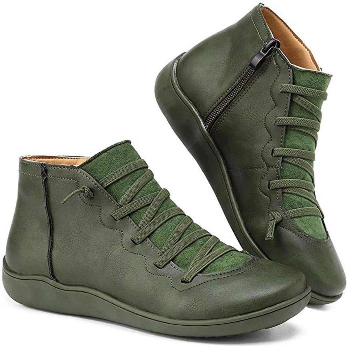Sienna faux leather lace-up side-zip ankle boots, detail view