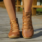 Sienna faux leather lace-up side-zip ankle boots, lifestyle view