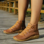 Sienna faux leather lace-up side-zip ankle boots, side view