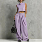 Silvana mock-neck crop top and trouser set, view 2