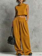 Silvana mock-neck crop top and trouser set, view 7