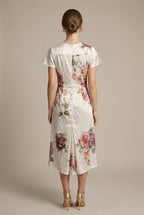 Solange wrap floral striped midi dress, back view