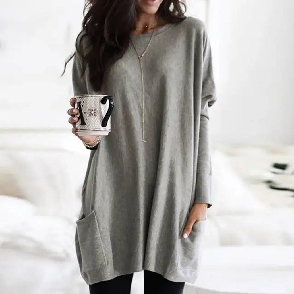 Solene Oversized Tunic With Pockets, back view