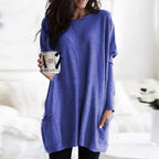 Solene Oversized Tunic With Pockets, Blue