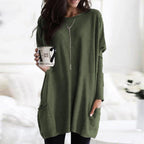 Solene Oversized Tunic With Pockets, Green