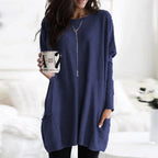 Solene Oversized Tunic With Pockets, Navy