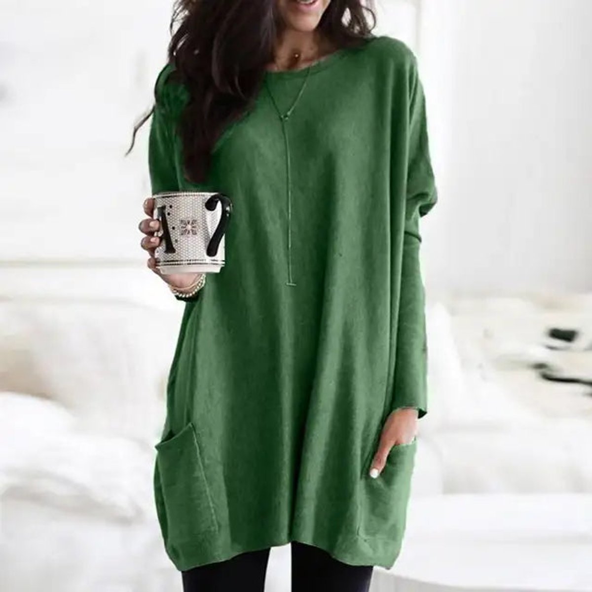 Solene Oversized Tunic With Pockets, side view