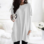 Solene Oversized Tunic With Pockets, White