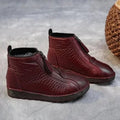 Stella Fleece-Lined Leather Ankle Boots, Red