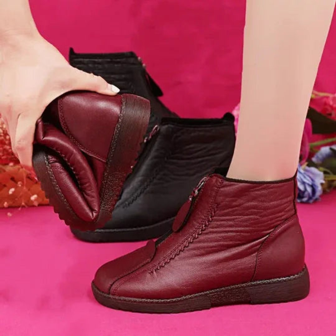 Stella Fleece-Lined Leather Ankle Boots, sole view