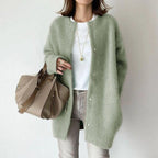 Teagan Oversized Crew Neck Snap Cardigan, Green
