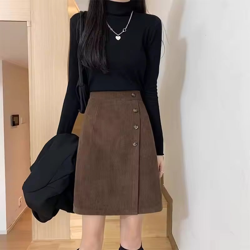 Tessa corduroy mini skirt styled with a structured A-line shape