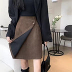 Tessa high-waist corduroy mini skirt with asymmetric front panel detail