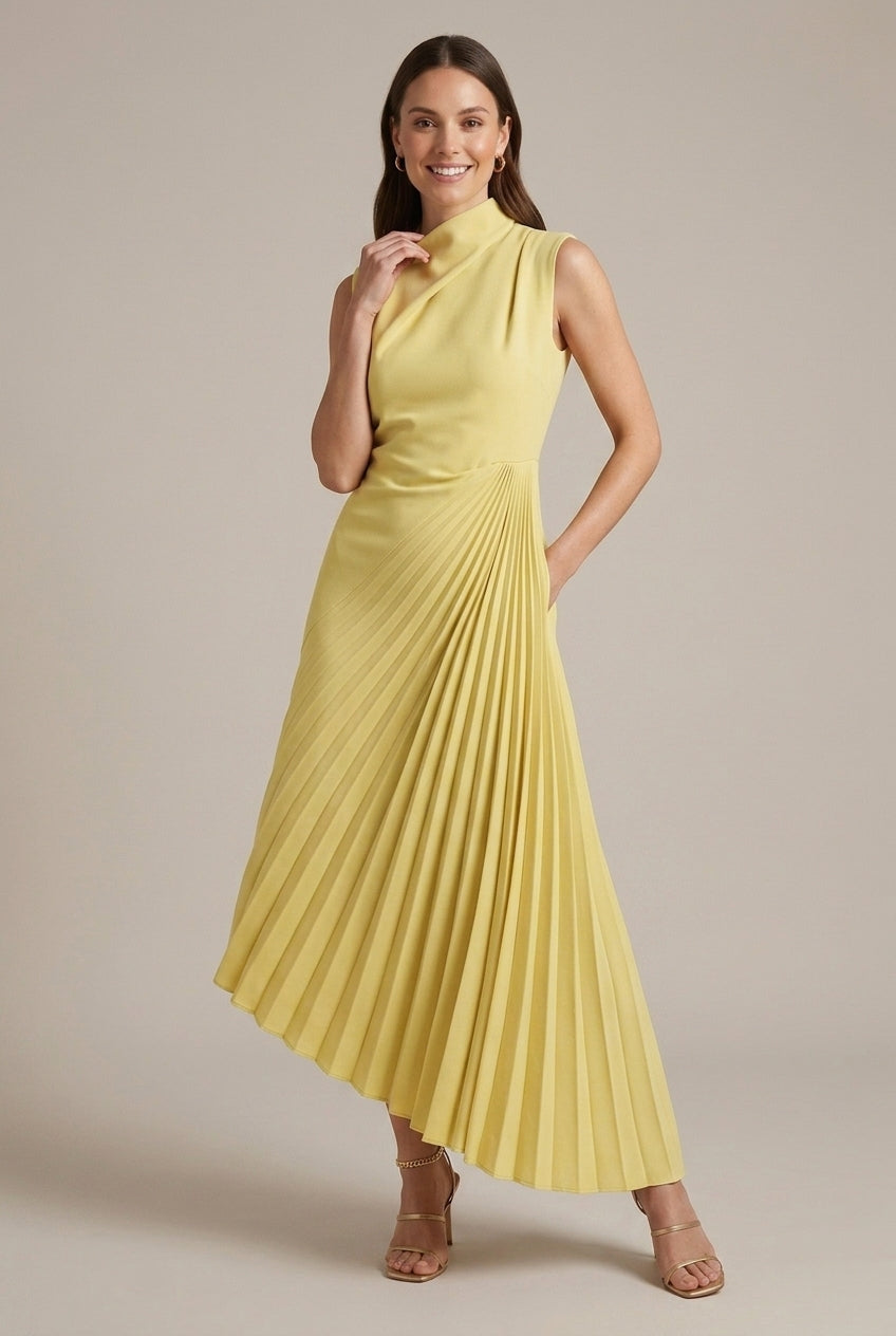Isabela Maxi Dress Mock Pleated Sleeveless