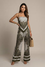 Ines Two-Piece Set Lace-Up Printed Casual