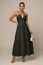 Genevieve Maxi Dress Halter Tiered Bow-Back