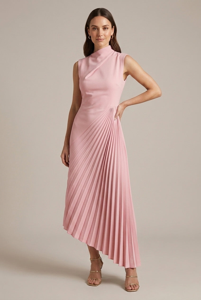 Isabela Maxi Dress Mock Pleated Sleeveless