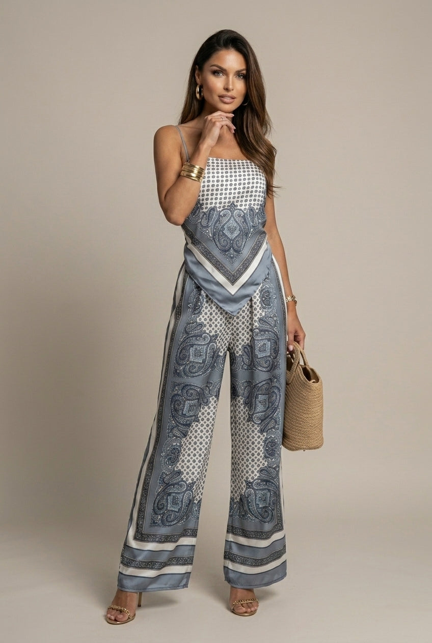 Ines Two-Piece Set Lace-Up Printed Casual