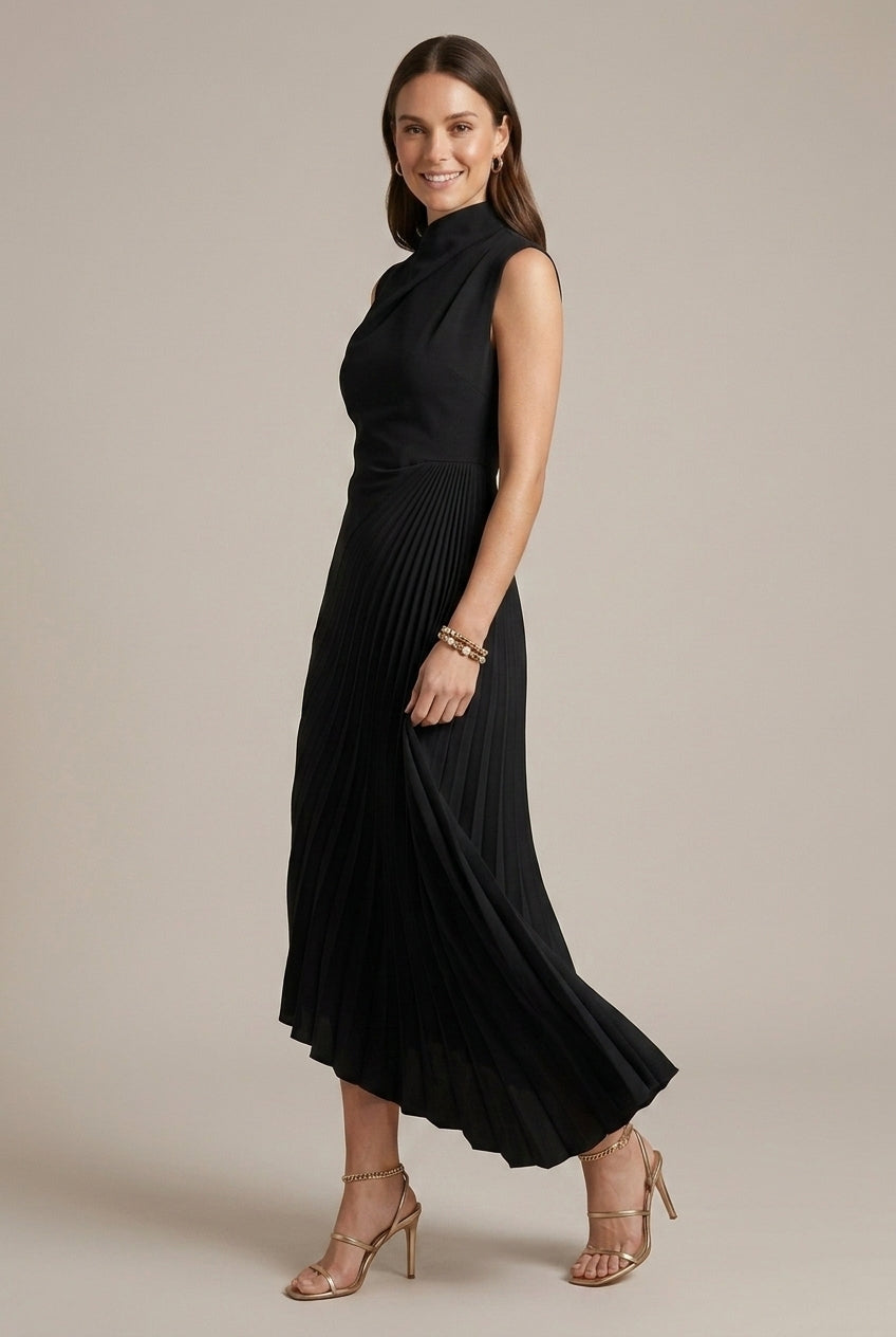 Isabela Maxi Dress Mock Pleated Sleeveless