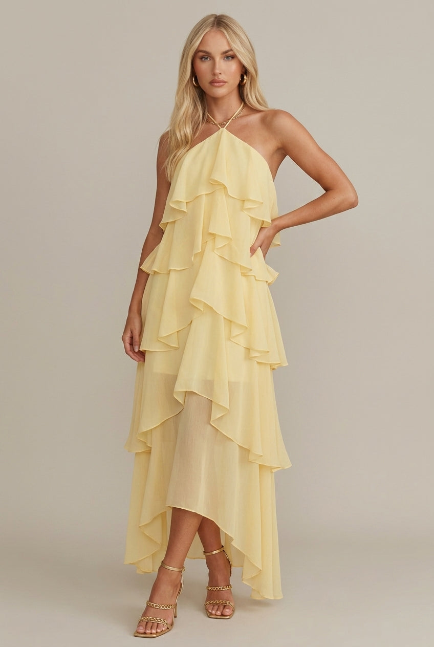 Camila Maxi Dress Floral Halter Tiered