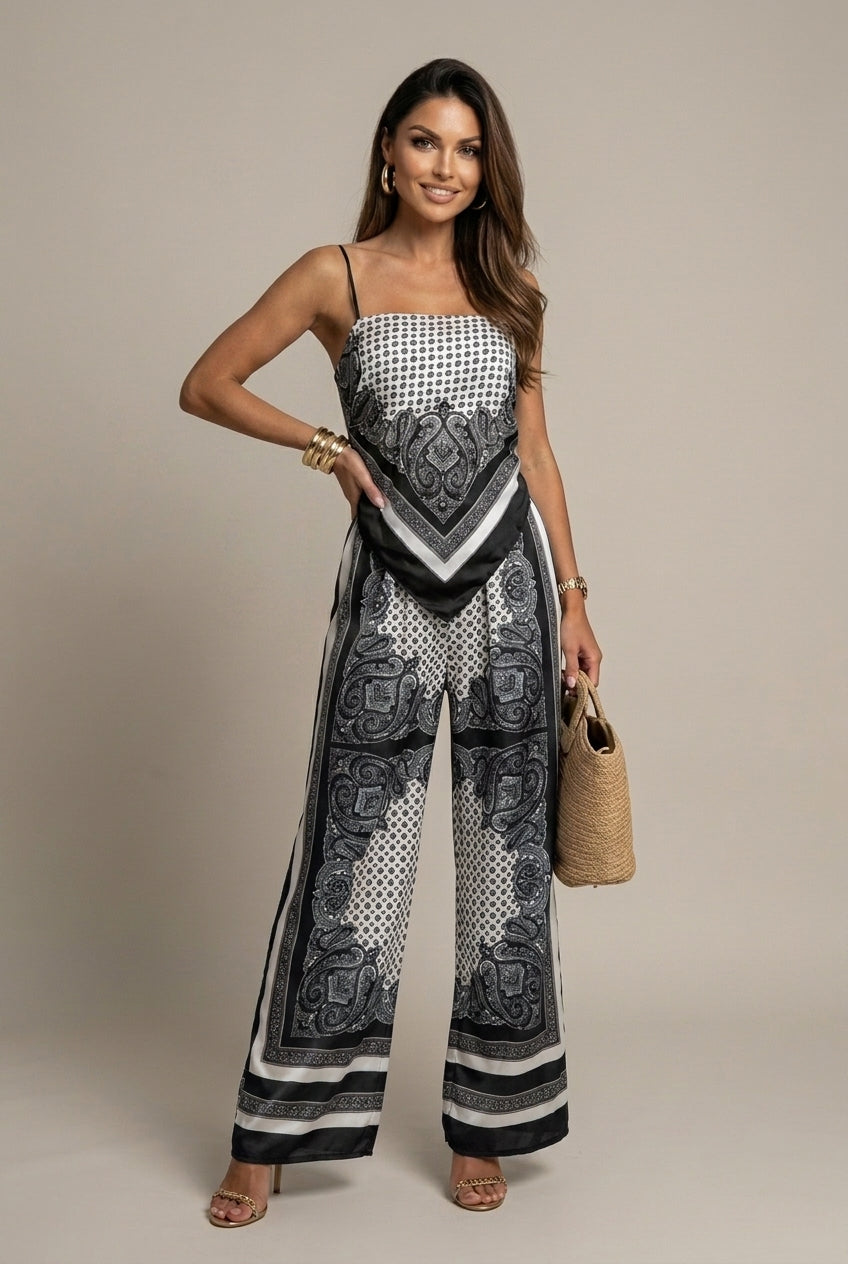 Ines Two-Piece Set Lace-Up Printed Casual