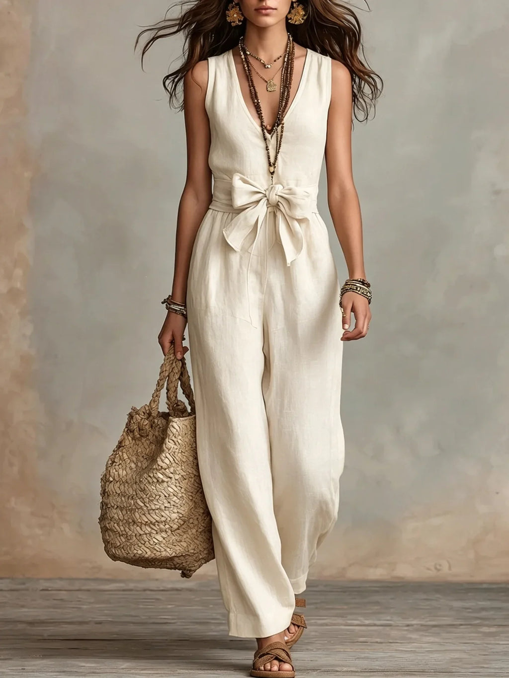 Verena front-tie wide-leg jumpsuit, view 1