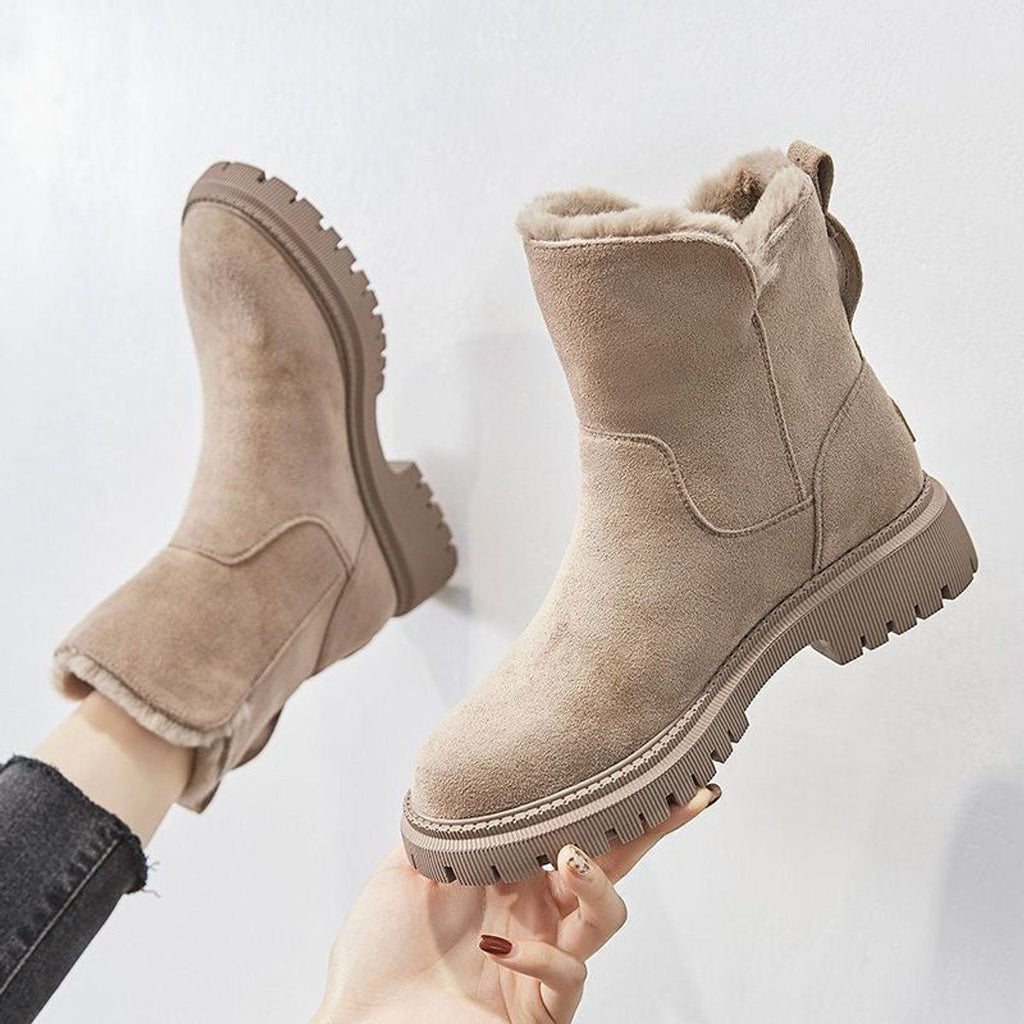 Vienna faux suede fleece-lined slip-on ankle boots, Beige