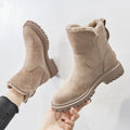 Vienna faux suede fleece-lined slip-on ankle boots, Beige