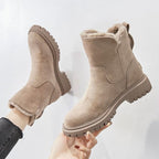Vienna faux suede fleece-lined slip-on ankle boots, Beige