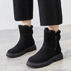 Vienna faux suede fleece-lined slip-on ankle boots, Black
