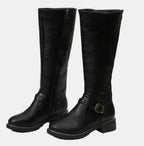 Vienna Tall Riding Boots Buckle Strap, Black