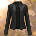 Vivette Tailored Stand-Up Collar Zip Jacket, Black