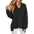 Vivienne Oversized V-Neck Tunic Top, Black