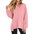 Vivienne Oversized V-Neck Tunic Top, Pink