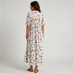 White multicolor floral maxi dress back view with relaxed fit BELLA HUDSON