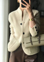 Wilhelmine Chunky Knit Button-Front Cardigan, detail view