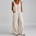 Willa Denim Wide-Leg Jumpsuit in White shown in front view