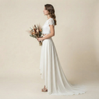 Willa Denim Wide-Leg Jumpsuit in White shown in back view