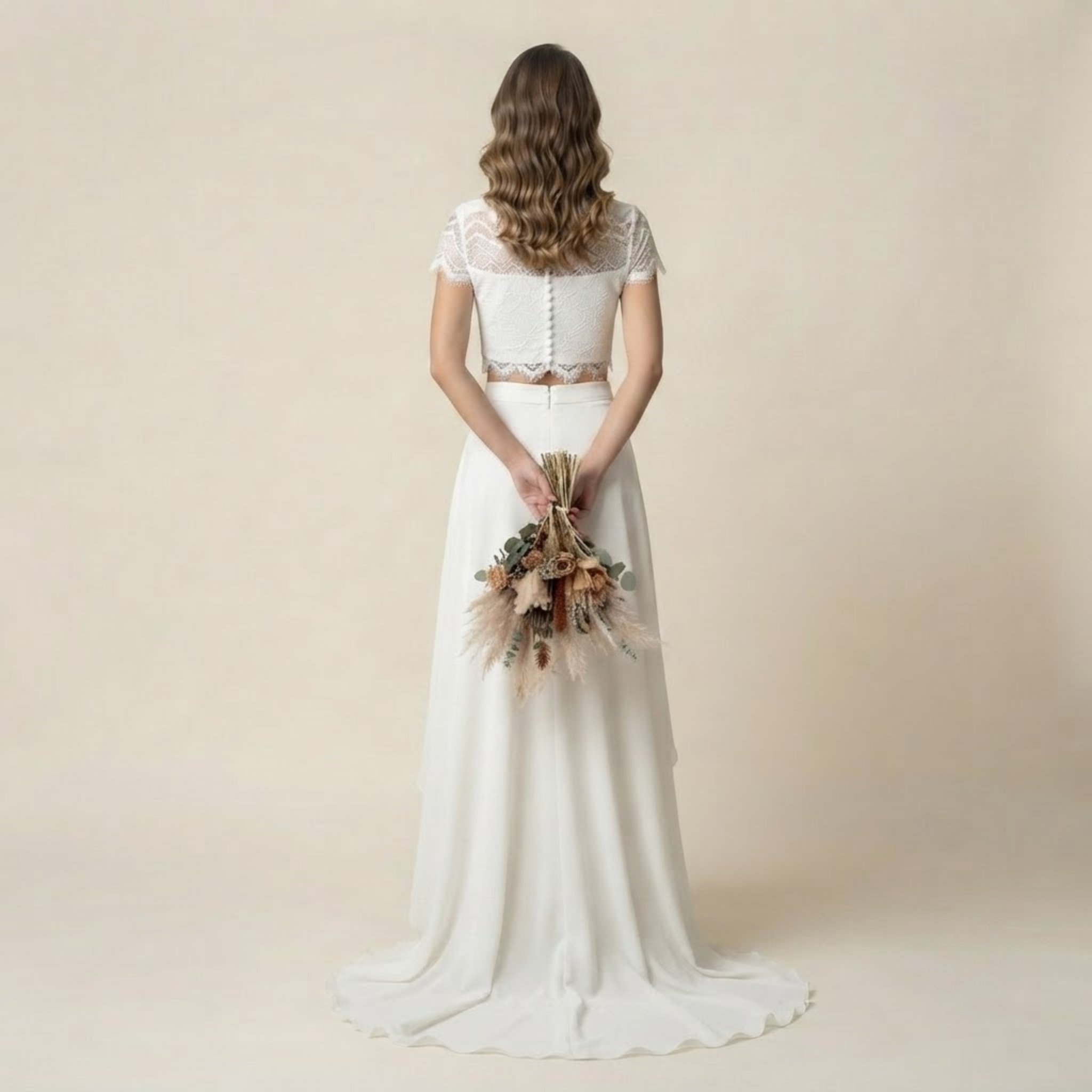 Willa Denim Wide-Leg Jumpsuit in White shown in back view