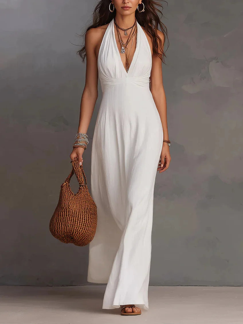 Winnifred halter open-back maxi dress, view 1