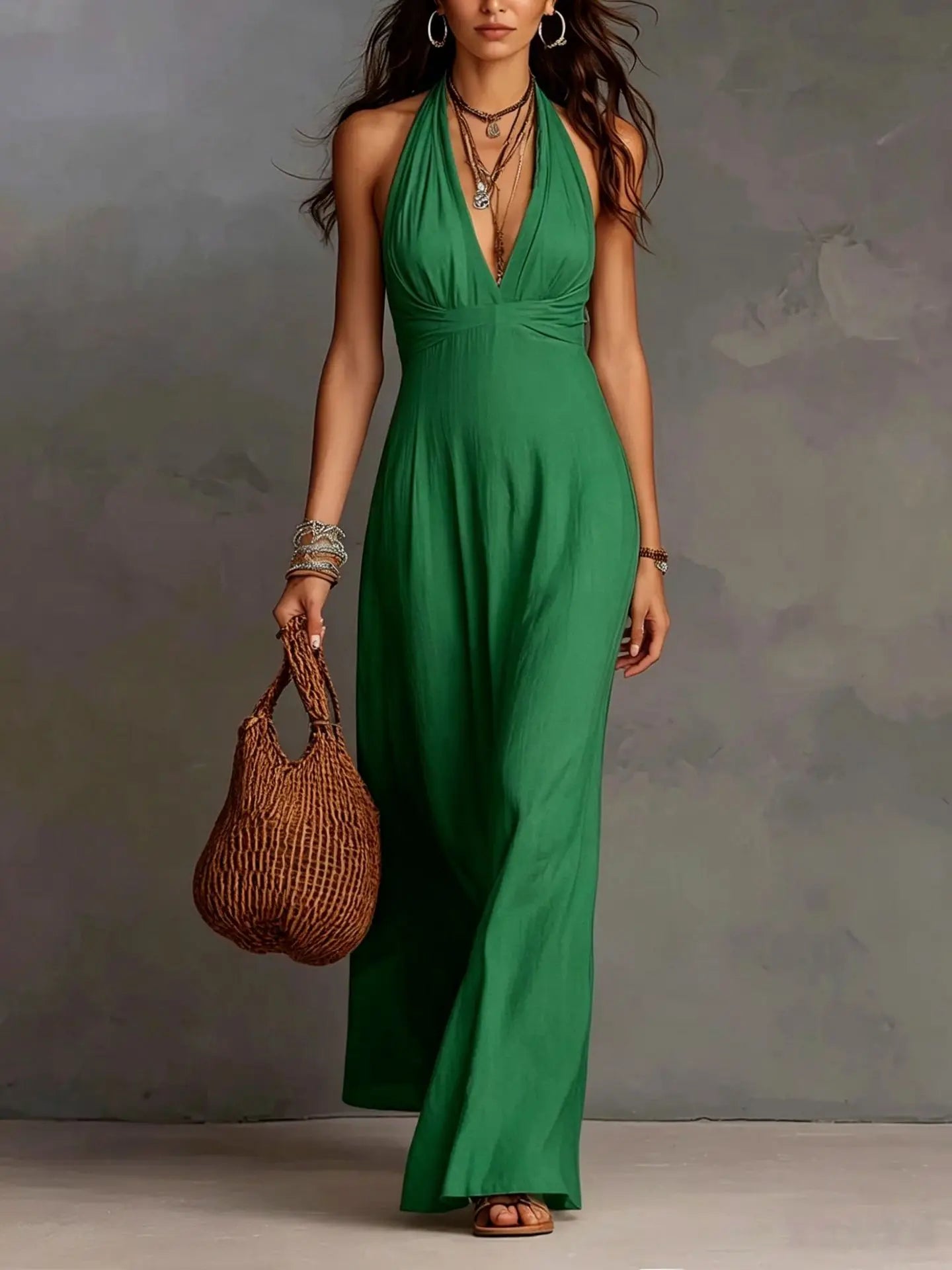 Winnifred halter open-back maxi dress, view 2