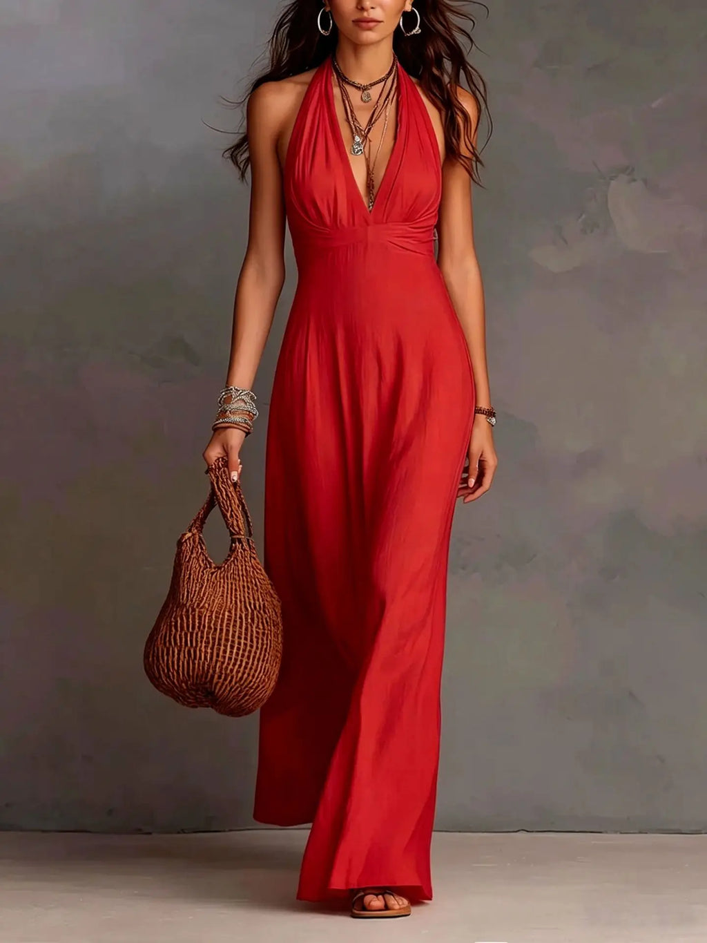Winnifred halter open-back maxi dress, view 4