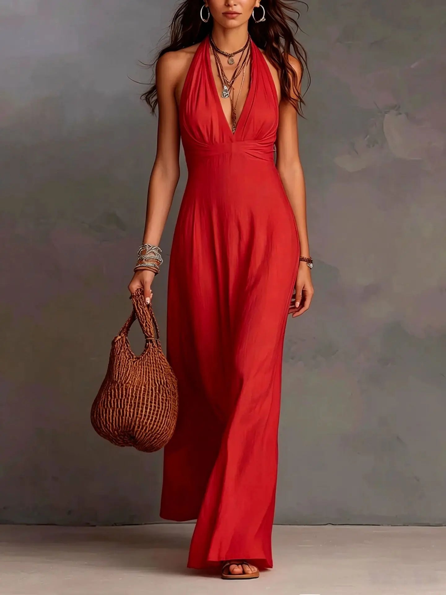 Winnifred halter open-back maxi dress, view 4
