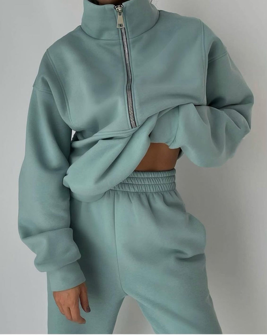 Winona oversized zip-neck lounge two-piece set, view 4