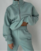 Winona oversized zip-neck lounge two-piece set, view 4